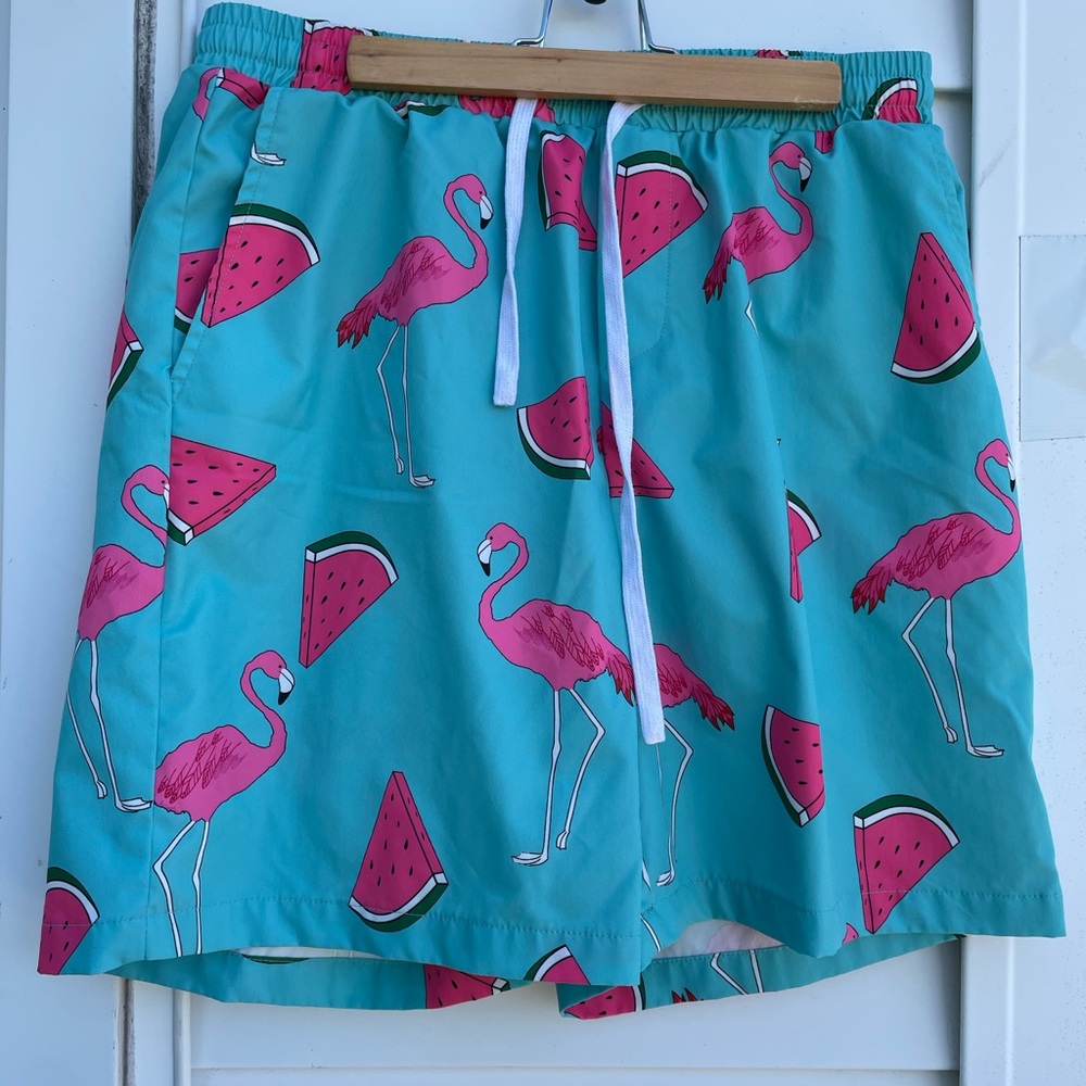 Flamingos and watermelon shorts